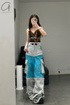 WINDOWSEN stitching printed wide -leg pants/pants/skirt SS23P008 gray
